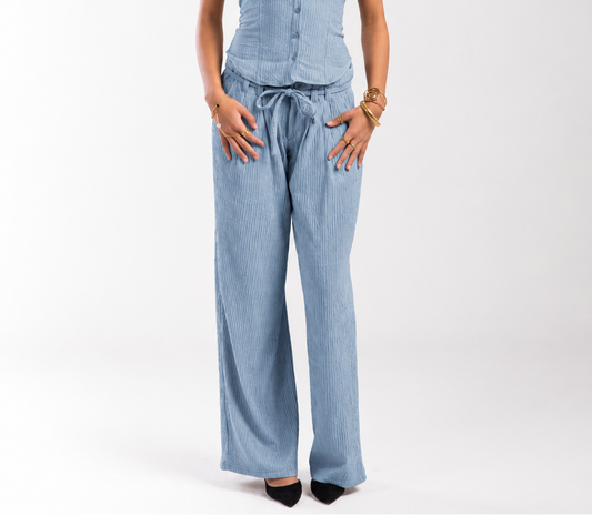 Dust Blue Crinkled Breeze Trousers