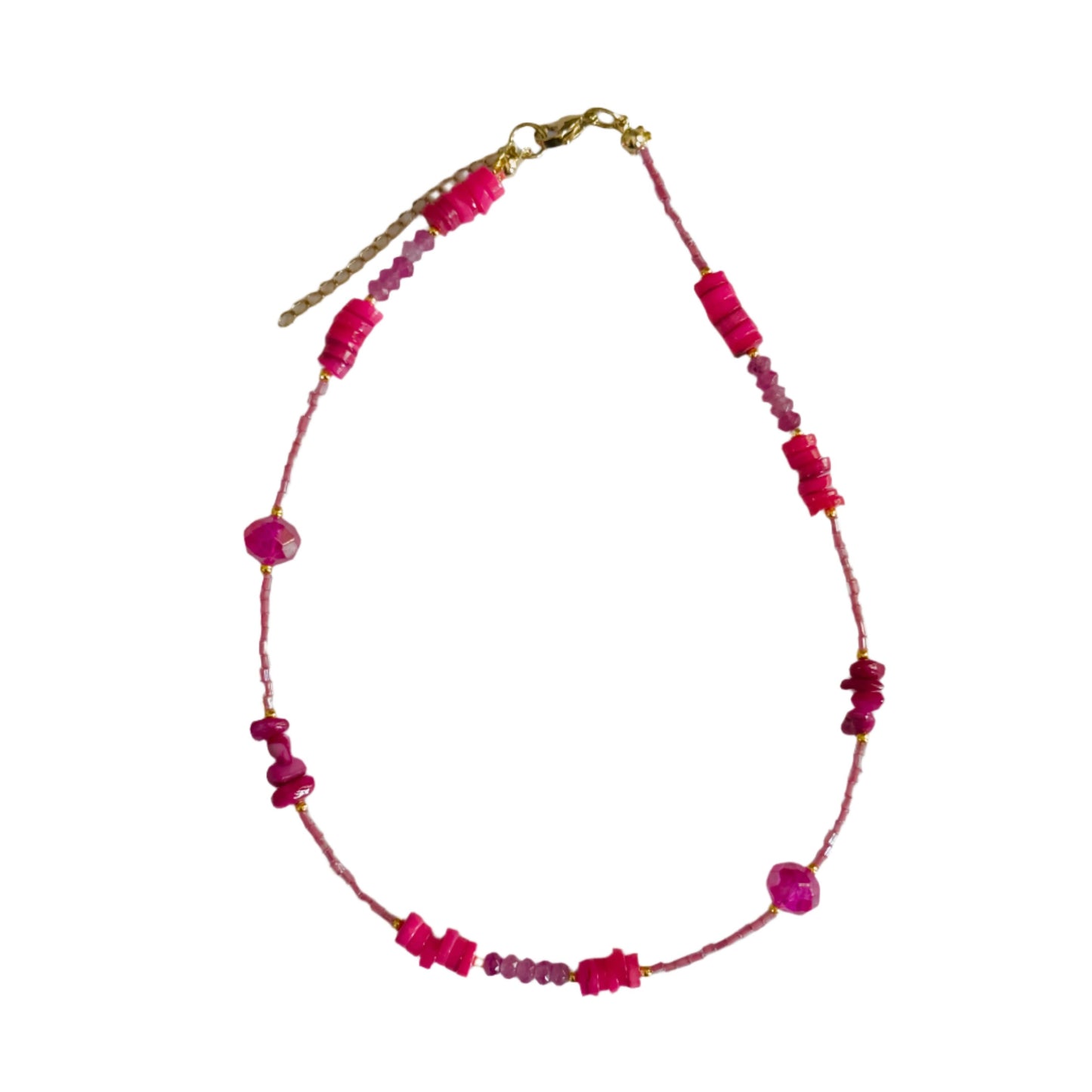 Hot Pink Random Beaded Choker