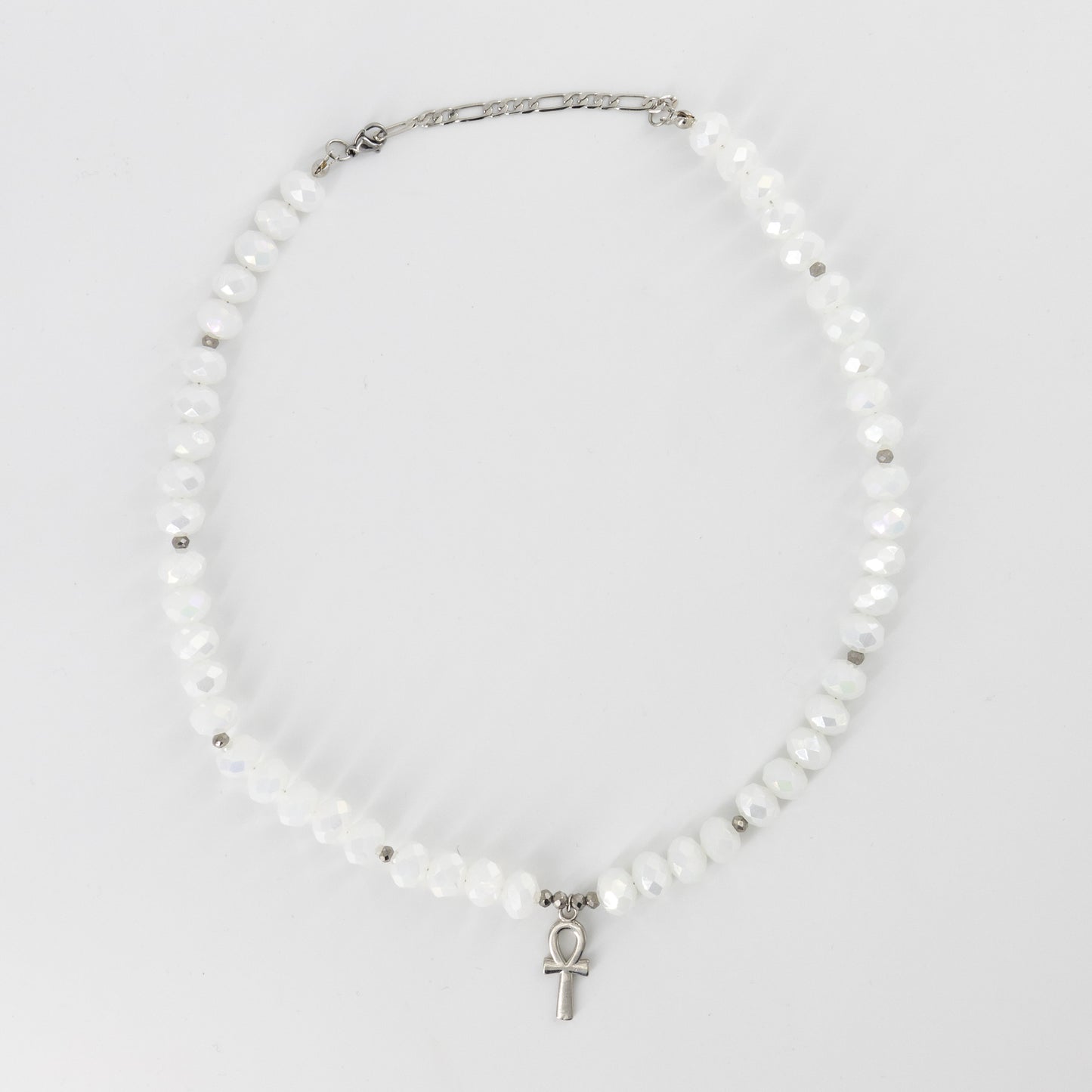 White Key of Life Beaded Choker