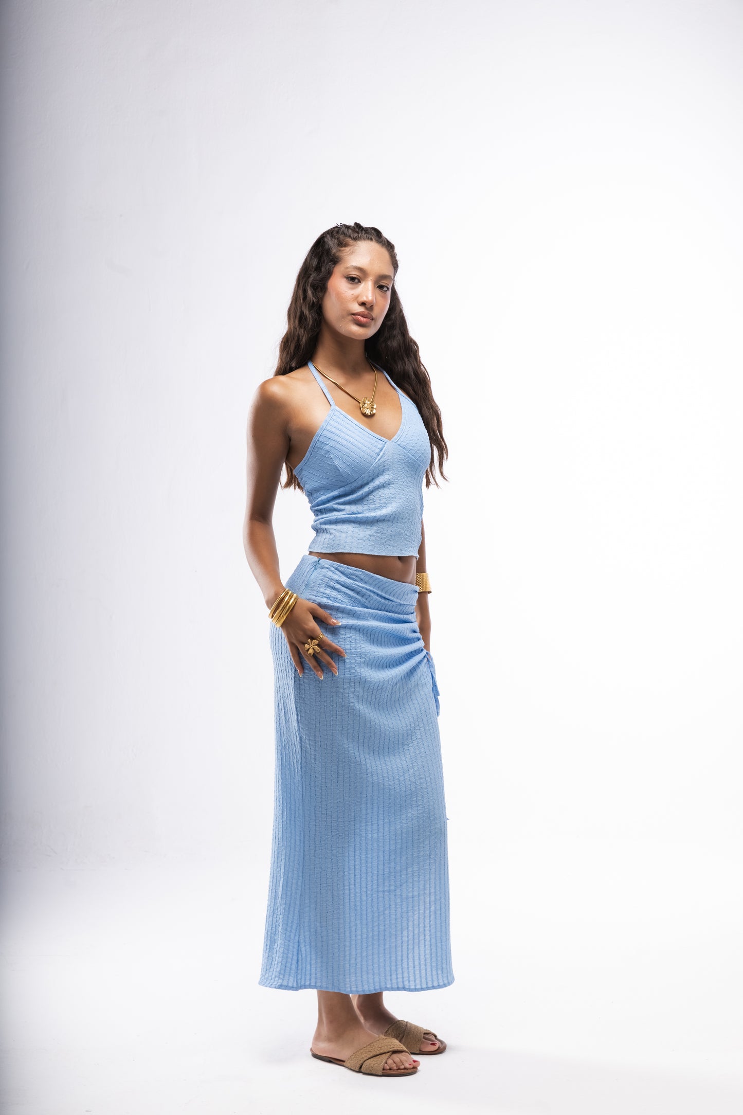 Sky Blue Golden Aura Top