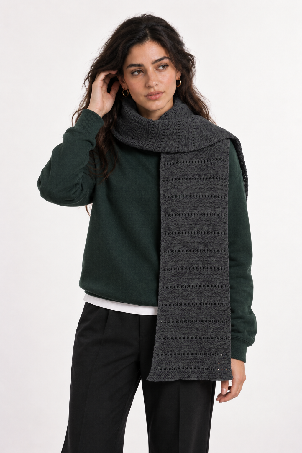 Dark Grey Hollowed Scarf