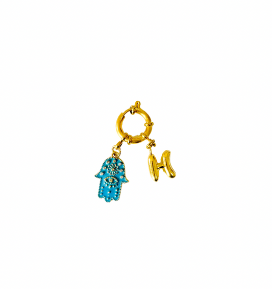 Hamsa Initial Bag Charm