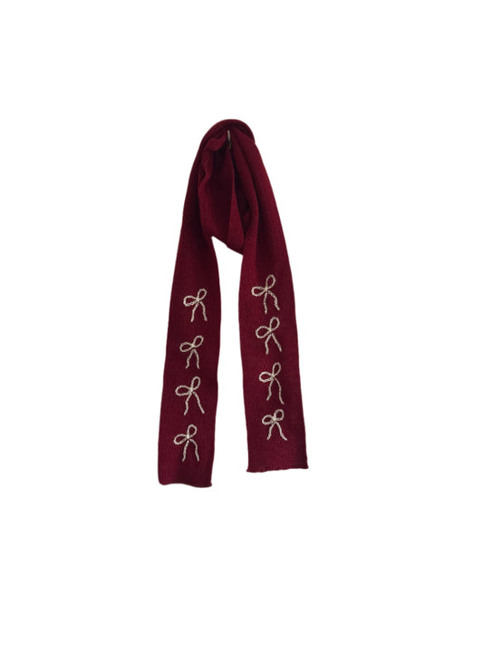 Burgundy with White Bows Scarf