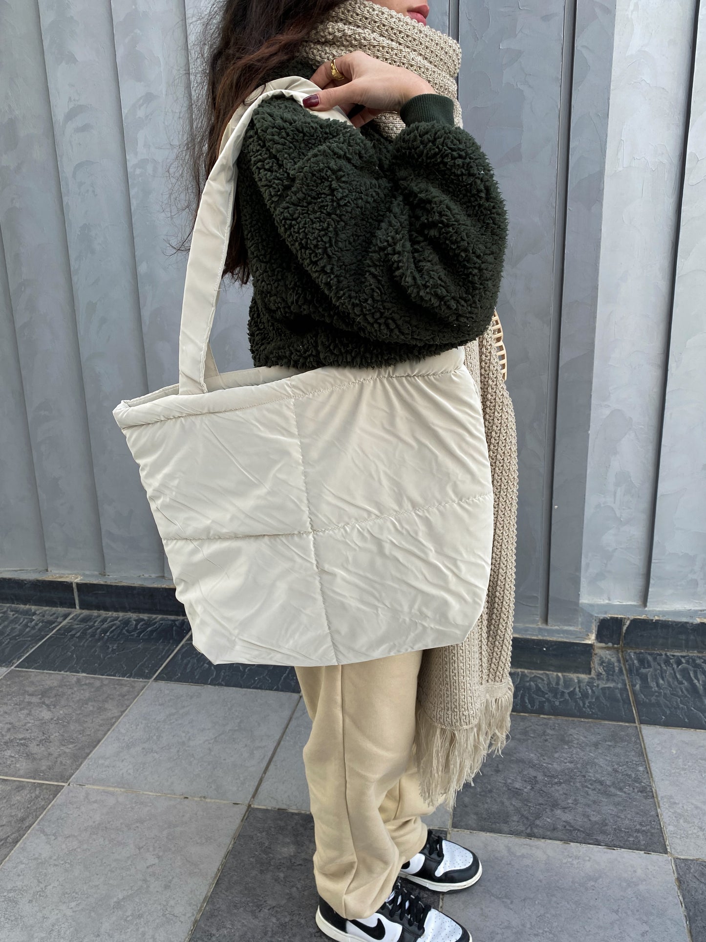 Cream Puffer Bag