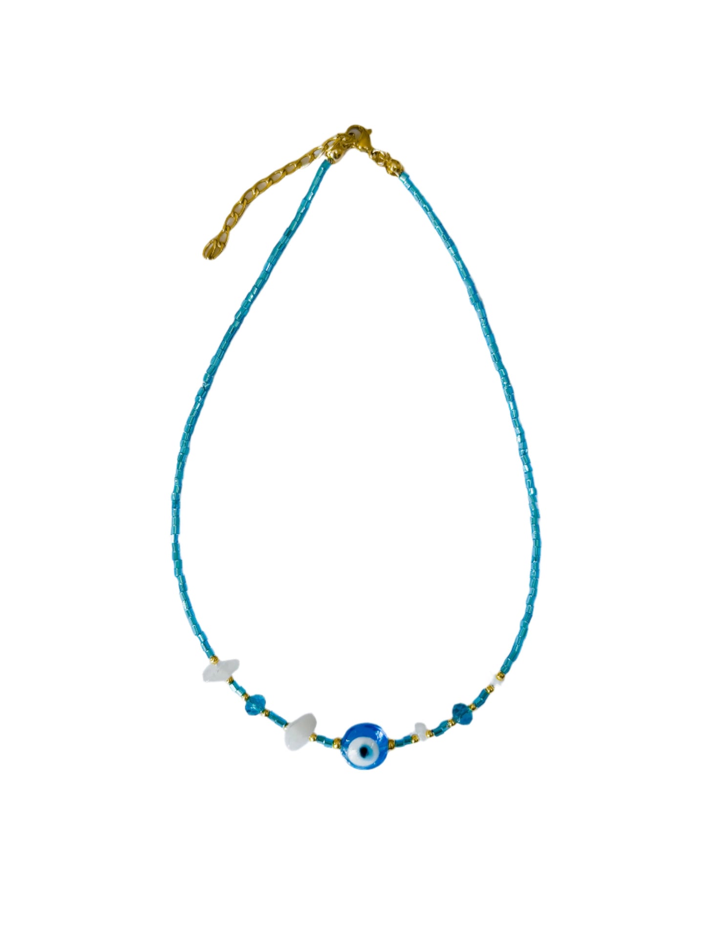 Blue Beaded Evil Eye Choker