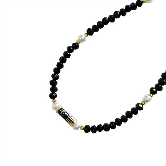 Black Beaded Hamsa Choker