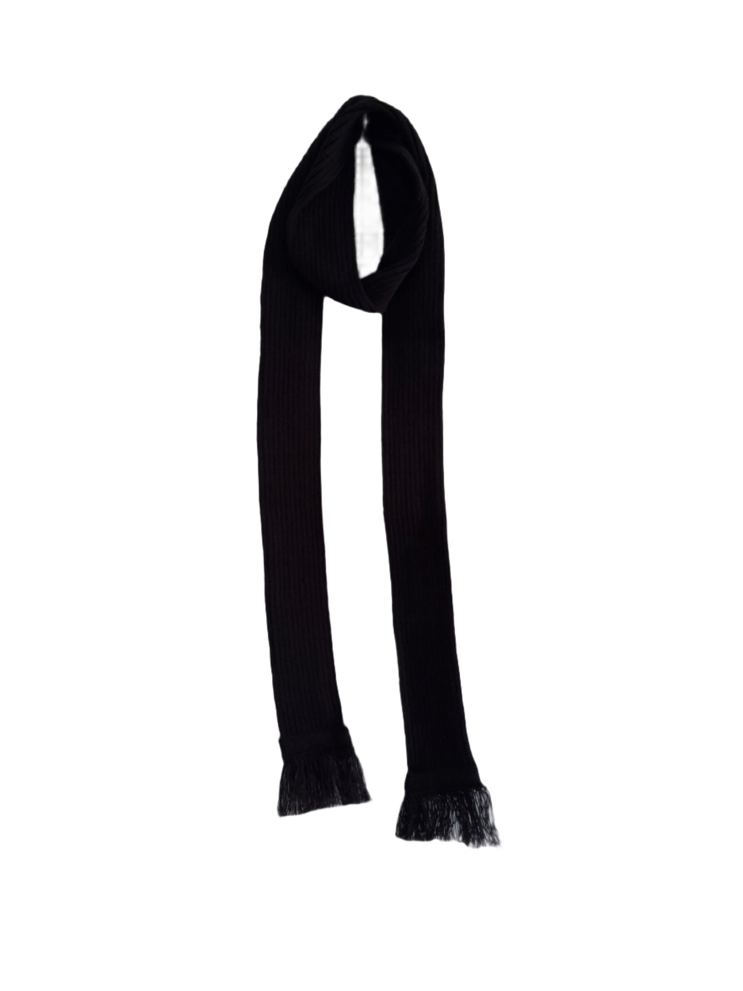 Black Thin Ribbed Scarf