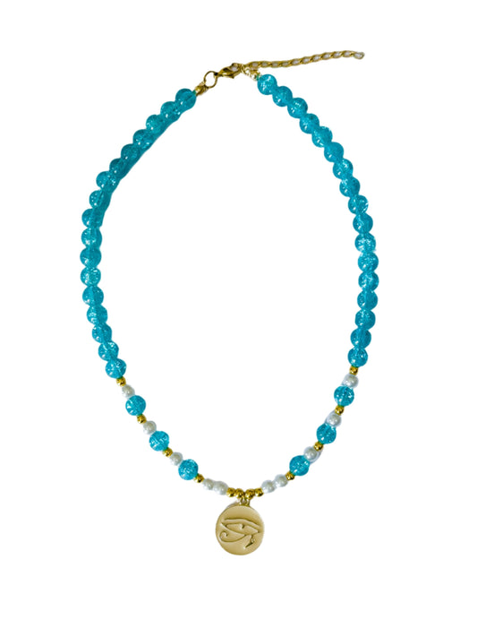 Blue Horus Eye Beaded Choker