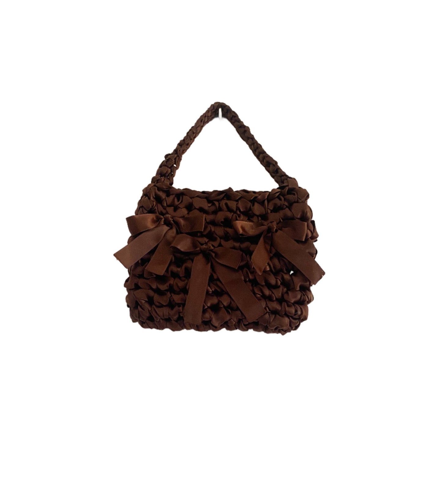 Brown Satin Crochet Bag