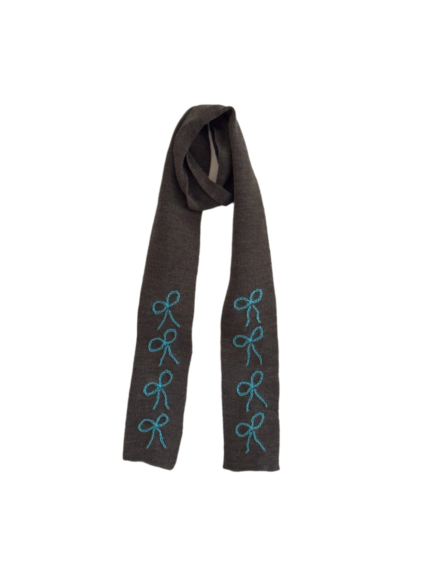 Dark Grey with Blue Bows Scarf