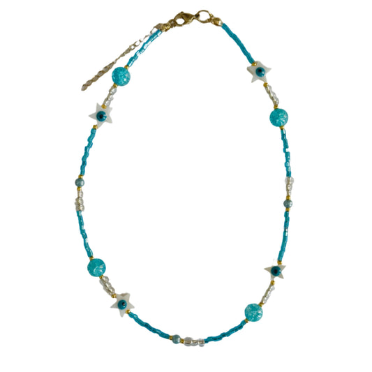 Blue Random Beaded Choker