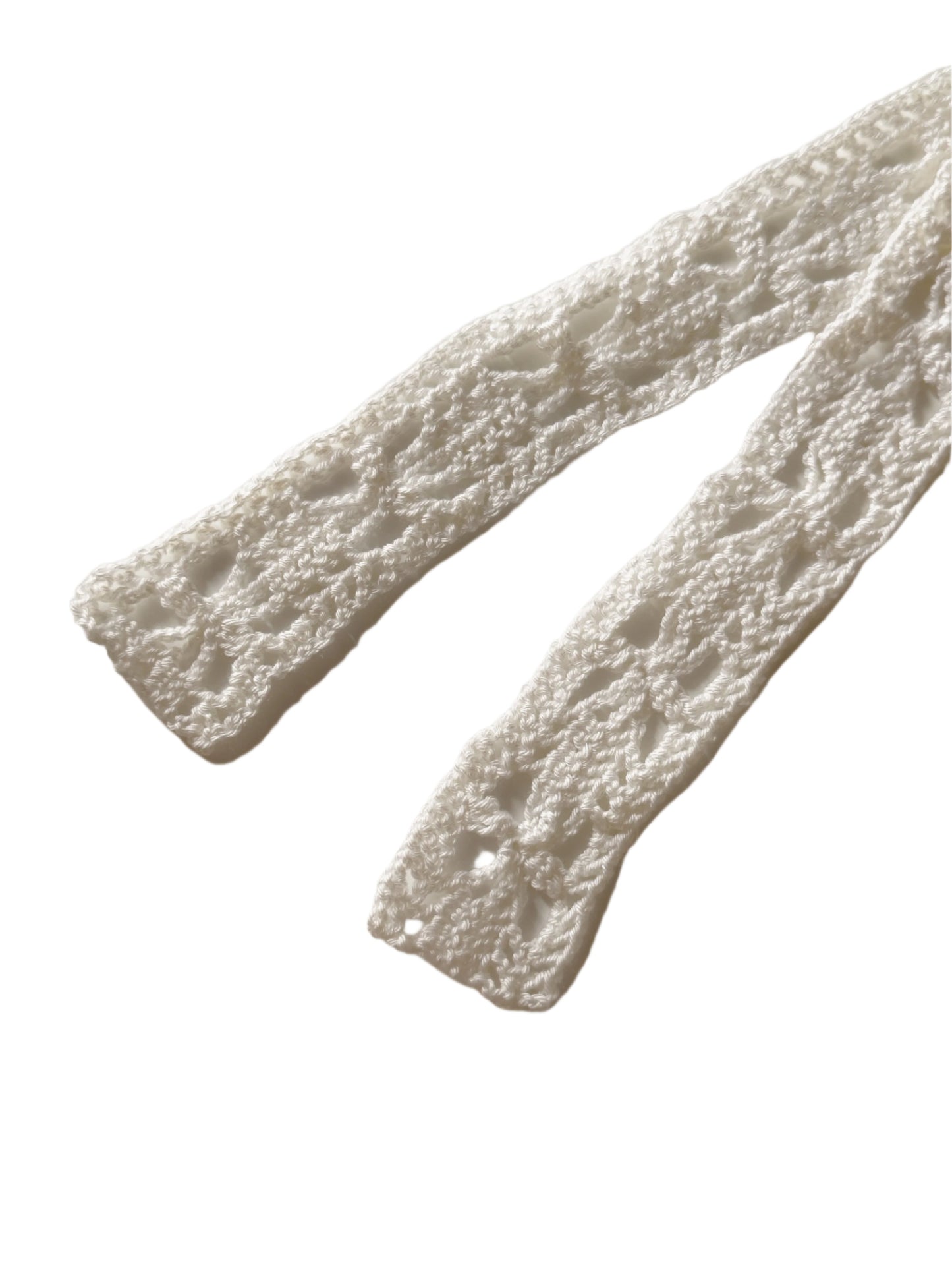 Off White Super-Thin Crochet Scarf