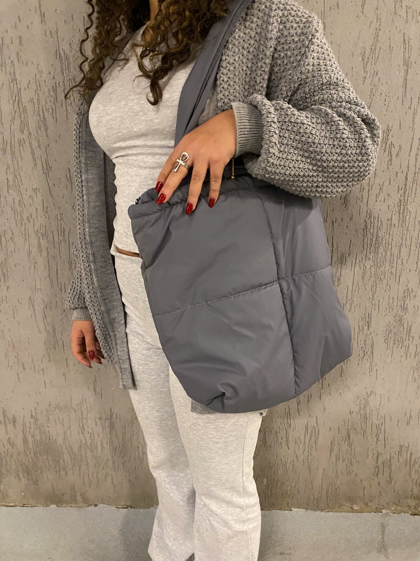 Gray Puffer Bag