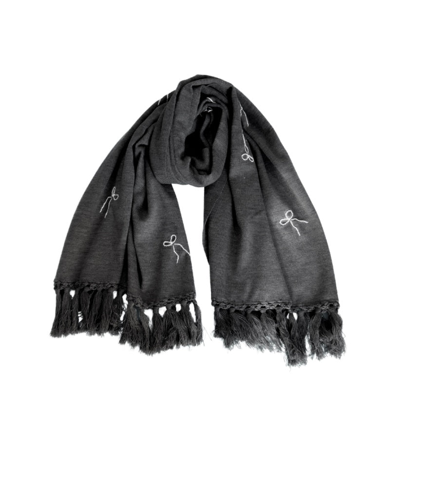 Dark Grey Bows Shawl