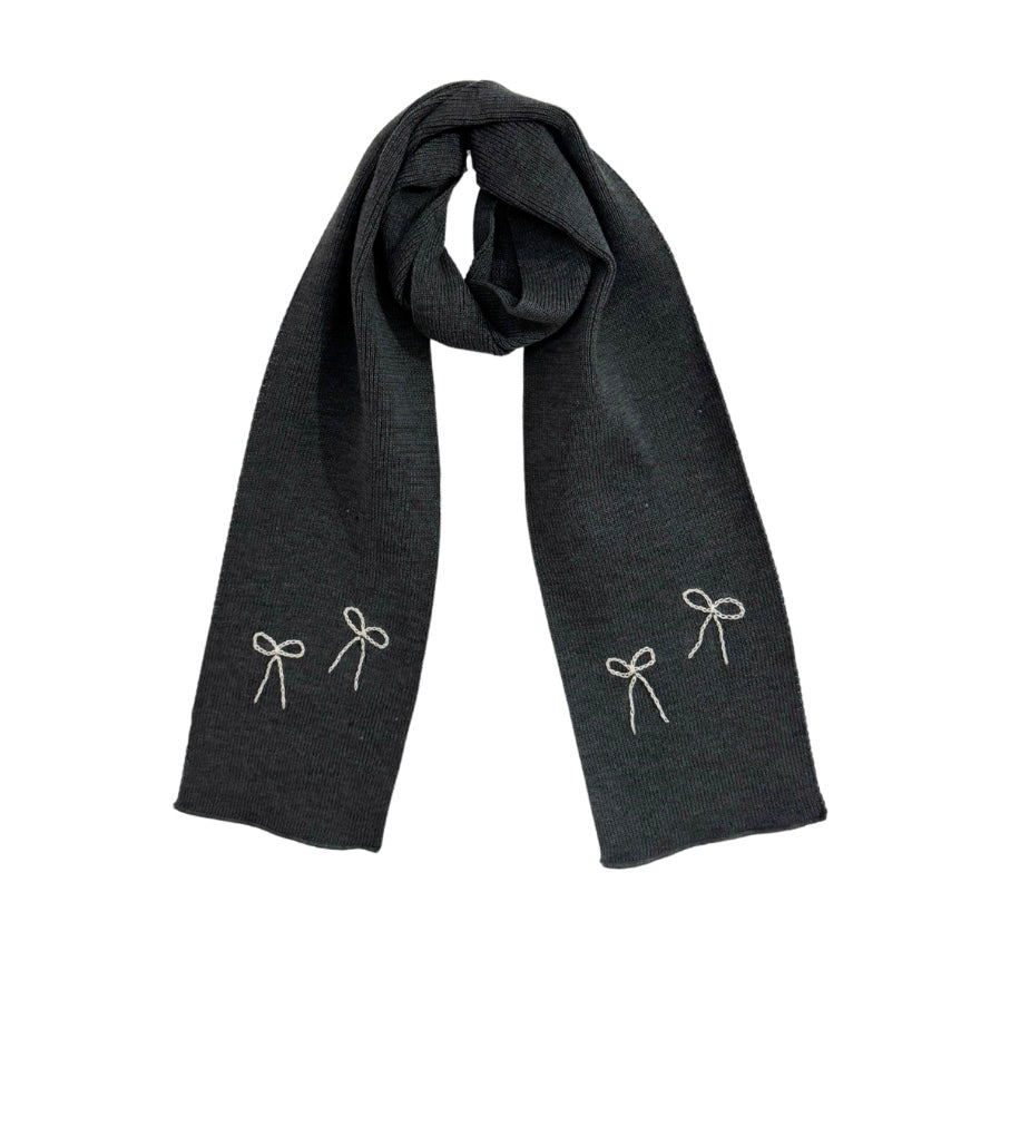 Dark Grey Two Bows Scarf