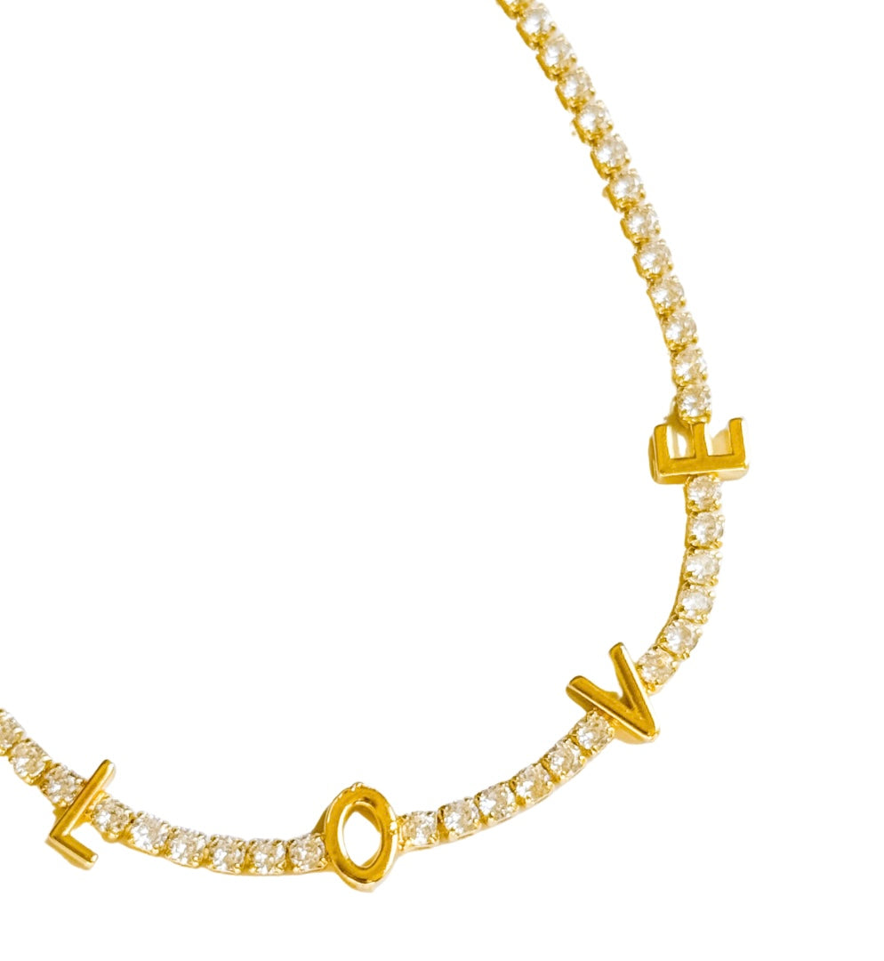 Love Tennis Necklace Gold