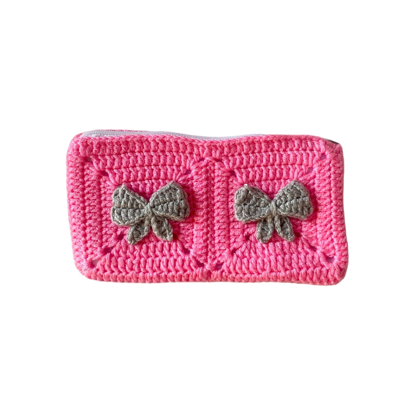 Pink x Grey Crochet Pouch