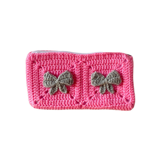 Pink x Grey Crochet Pouch