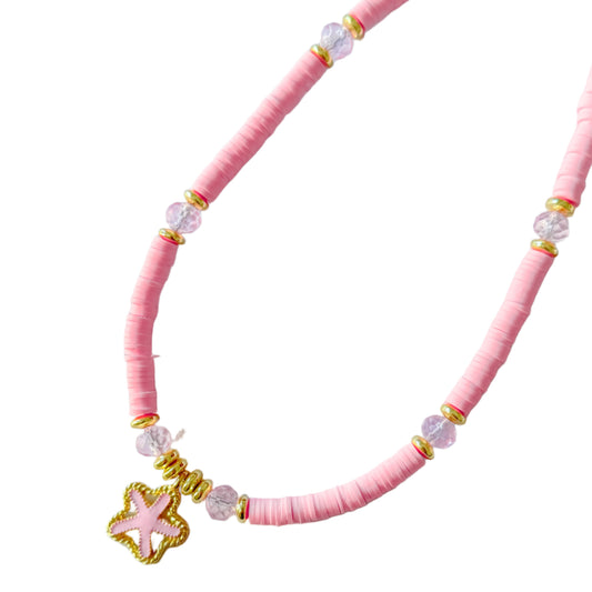 Pink Beaded Starfish Choker