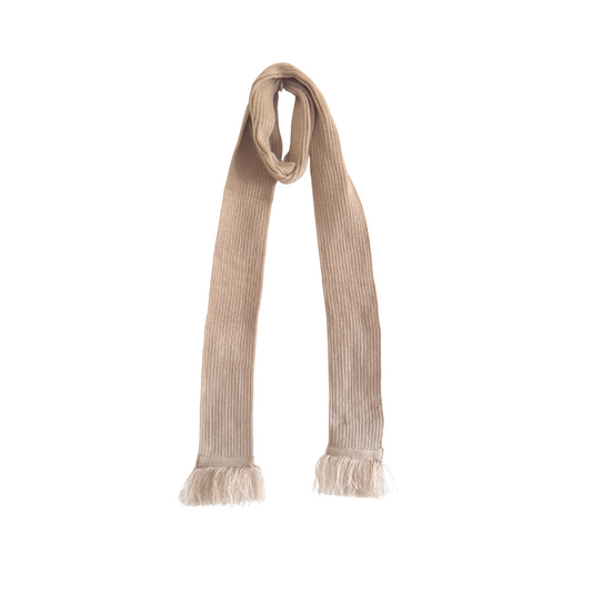 Beige Thin Ribbed Scarf
