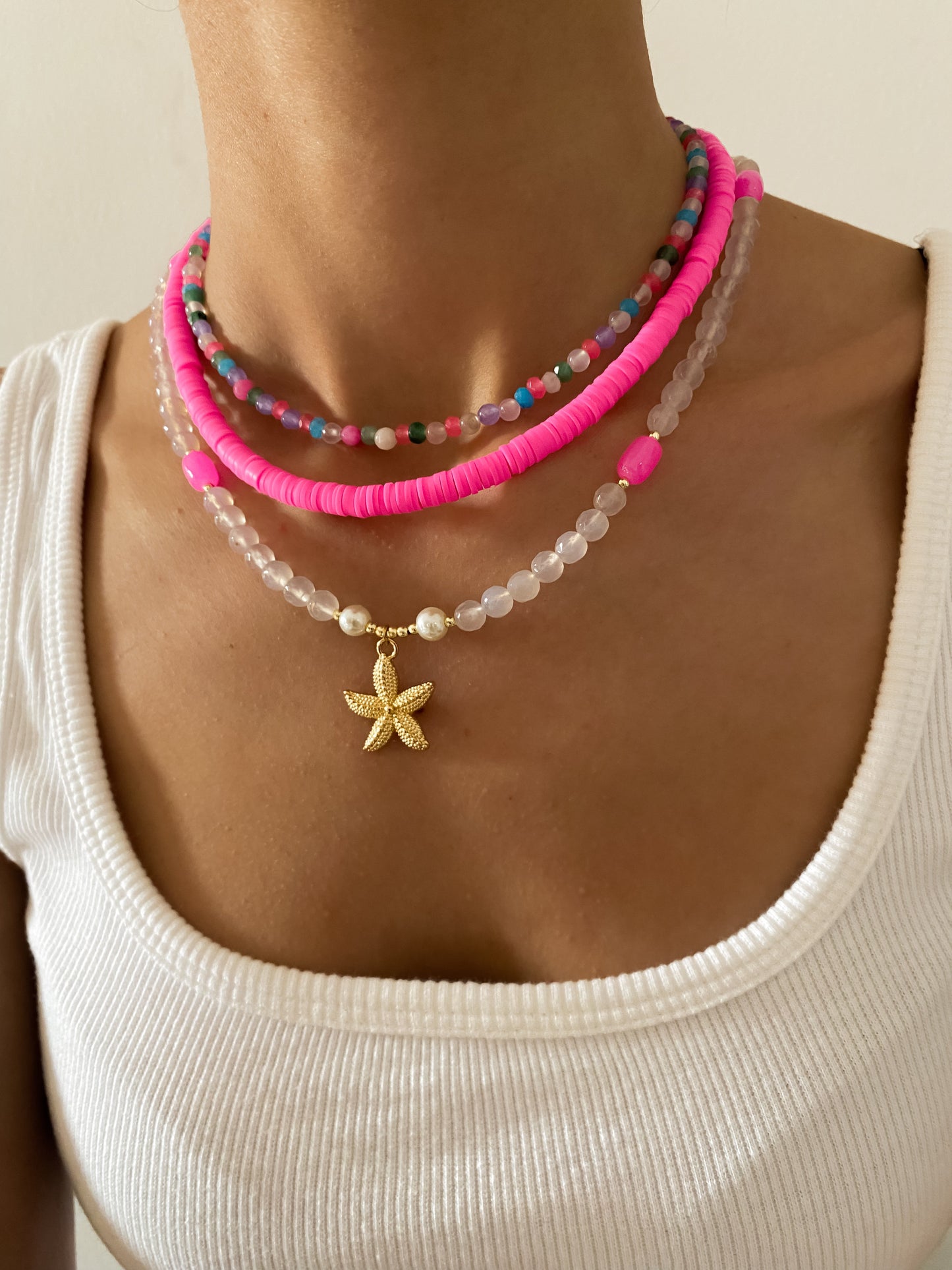 Transparent Beaded Starfish Choker