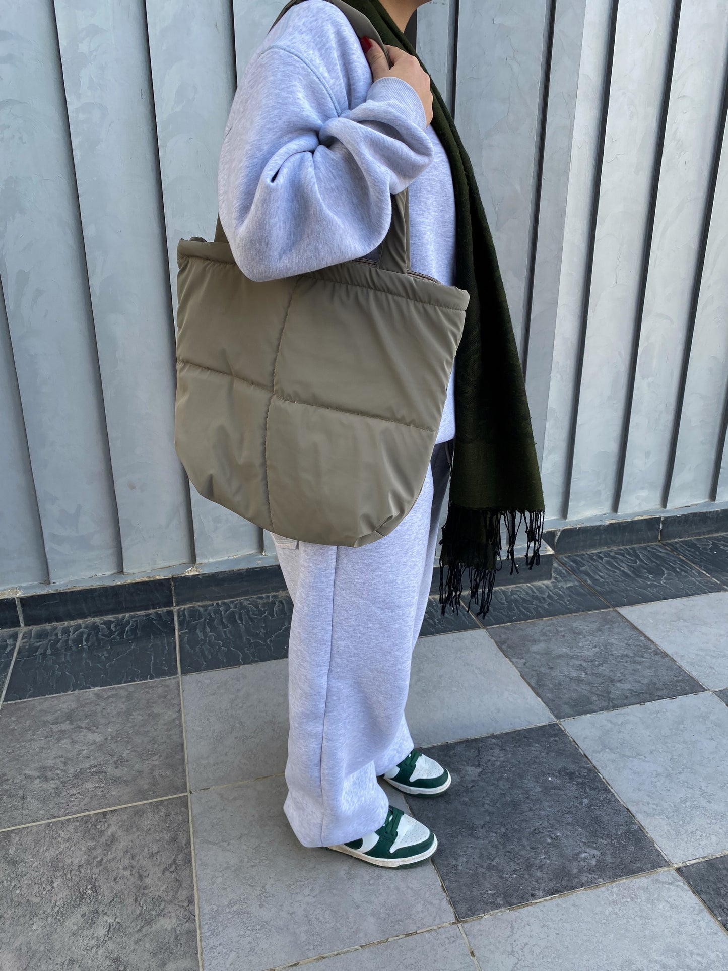 Space Grey Puffer Bag