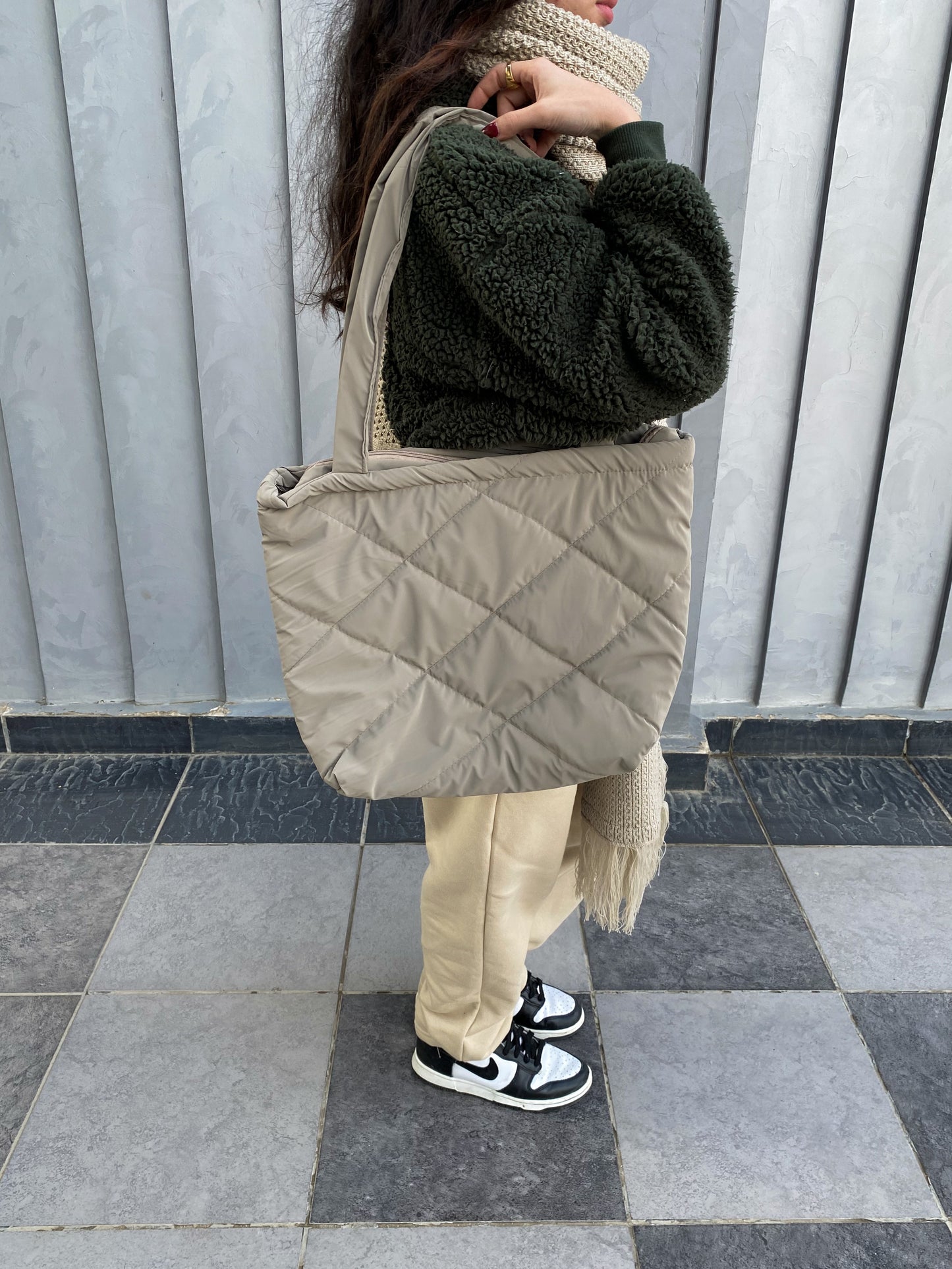 Dark Beige Puffer Bag