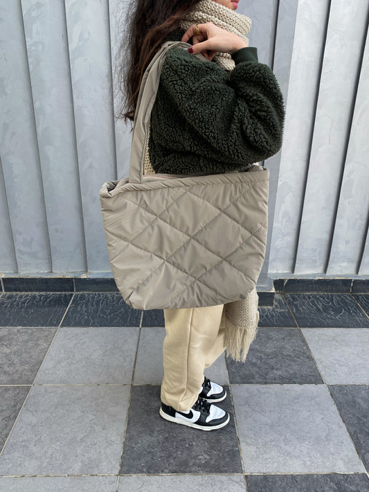 Dark Beige Puffer Bag