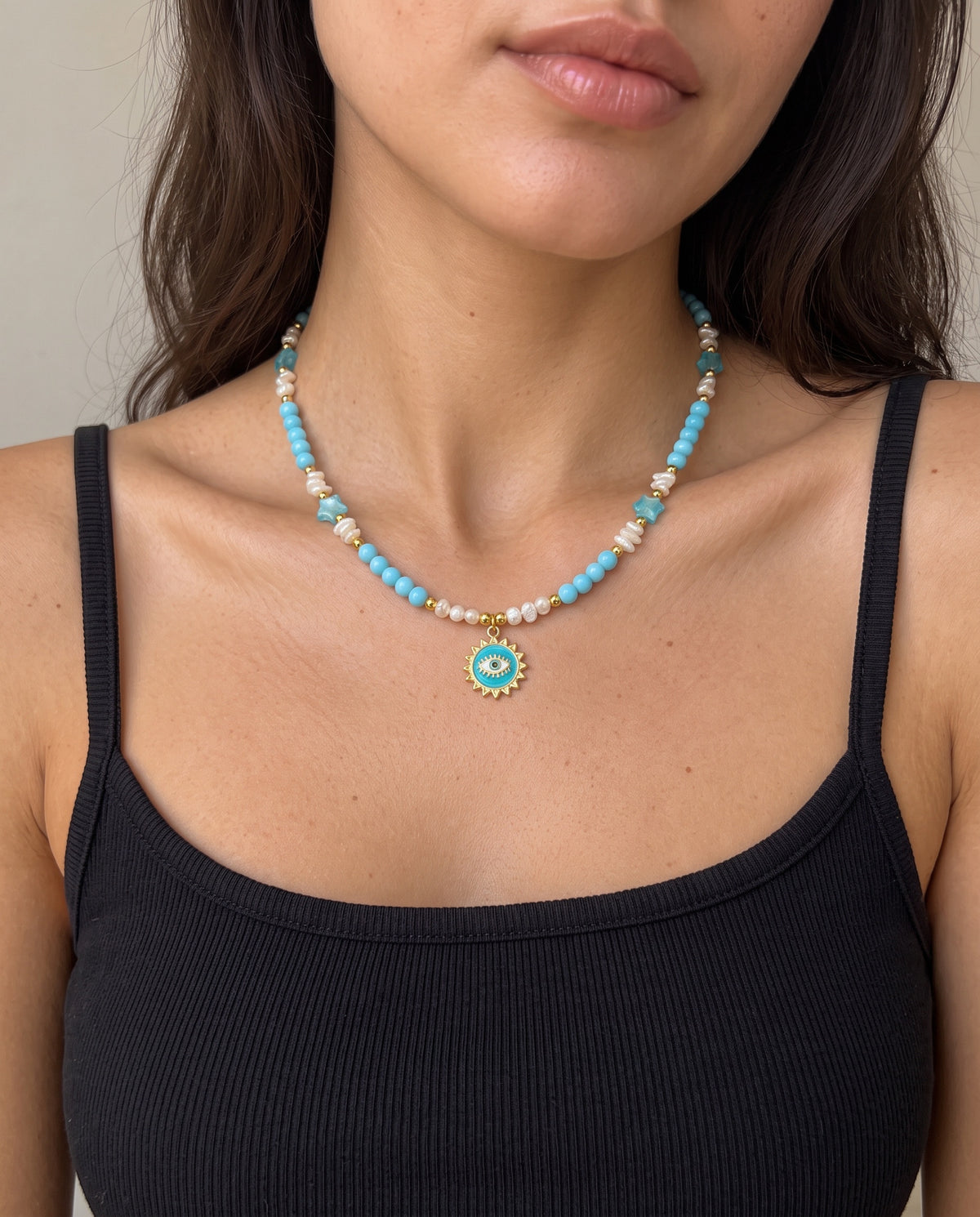 Turquoise Star & Sun Eye Necklace