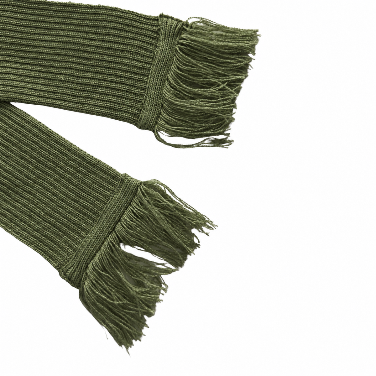 Olive Green Thin Ribbed Scarf
