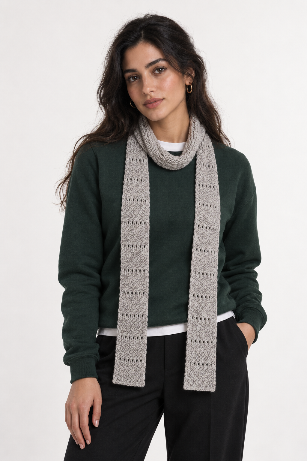 Light Grey Super-Thin Knit Scarf