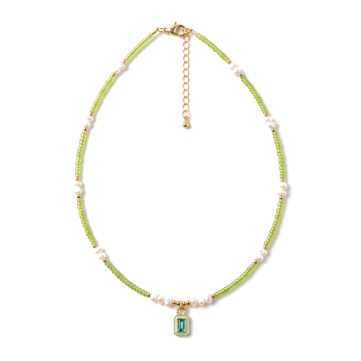 Green & Pearls Necklace