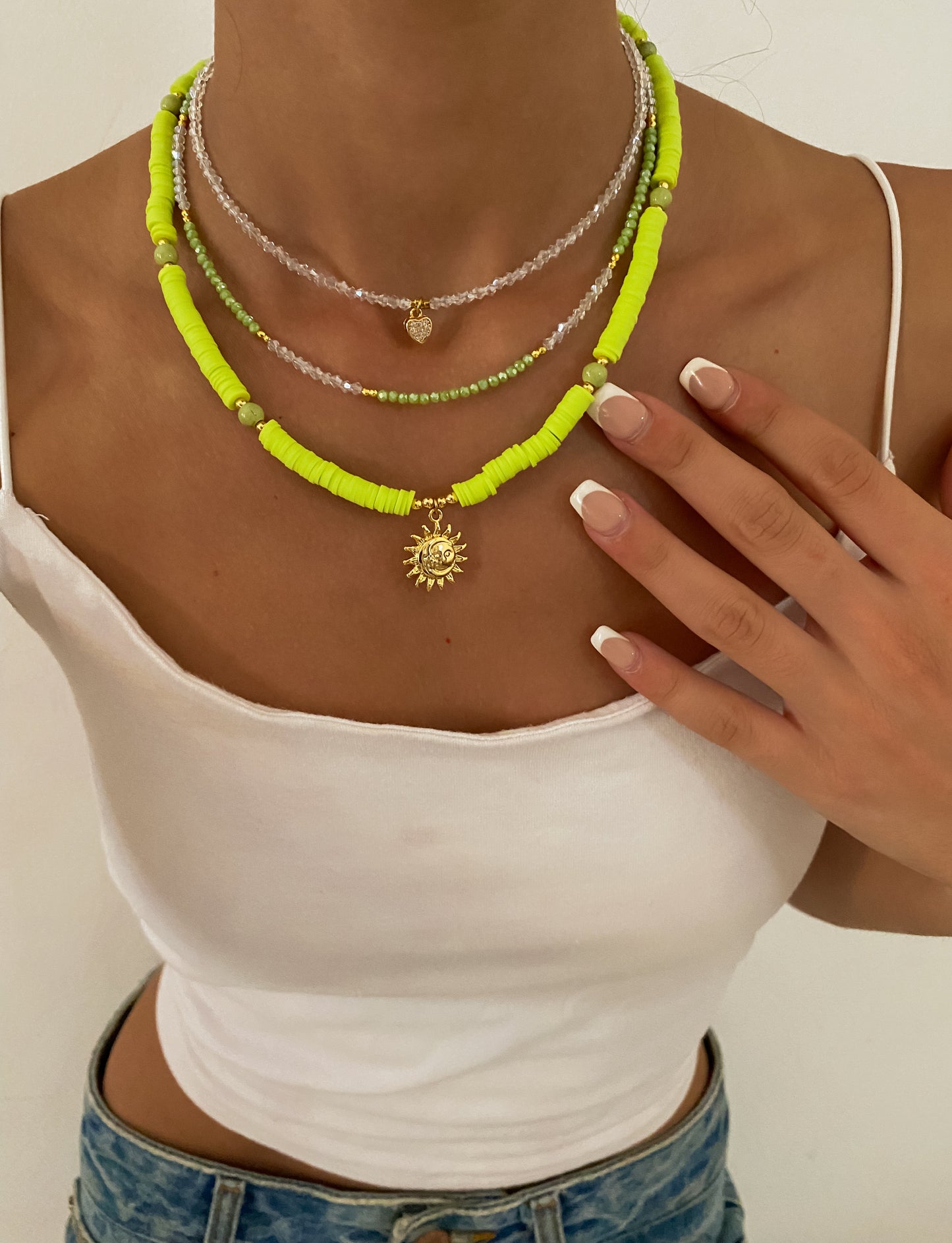 Neon Green Sun Beaded Choker