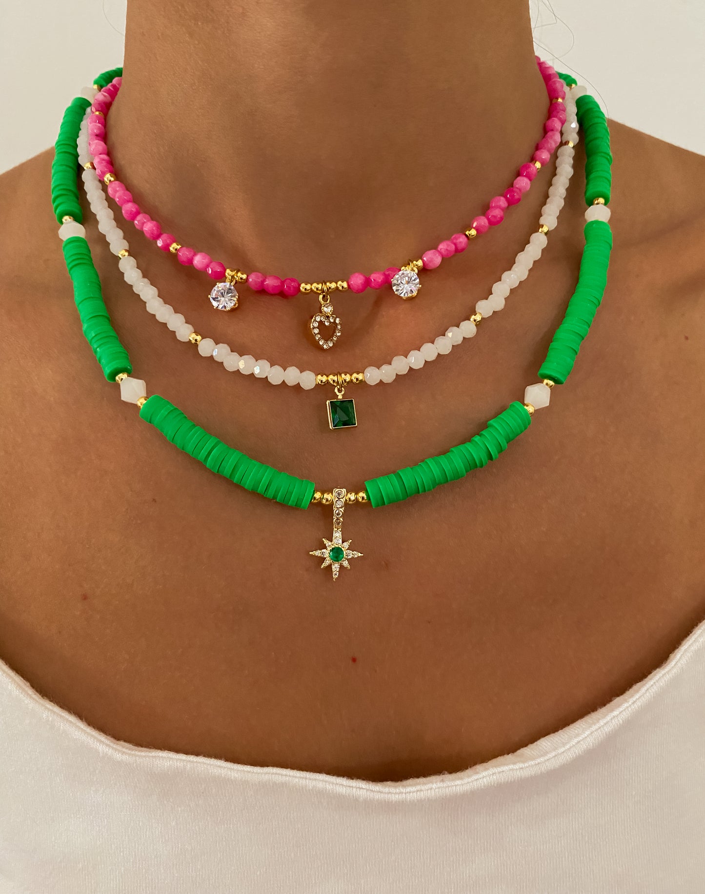 Green Beaded Starburst Choker