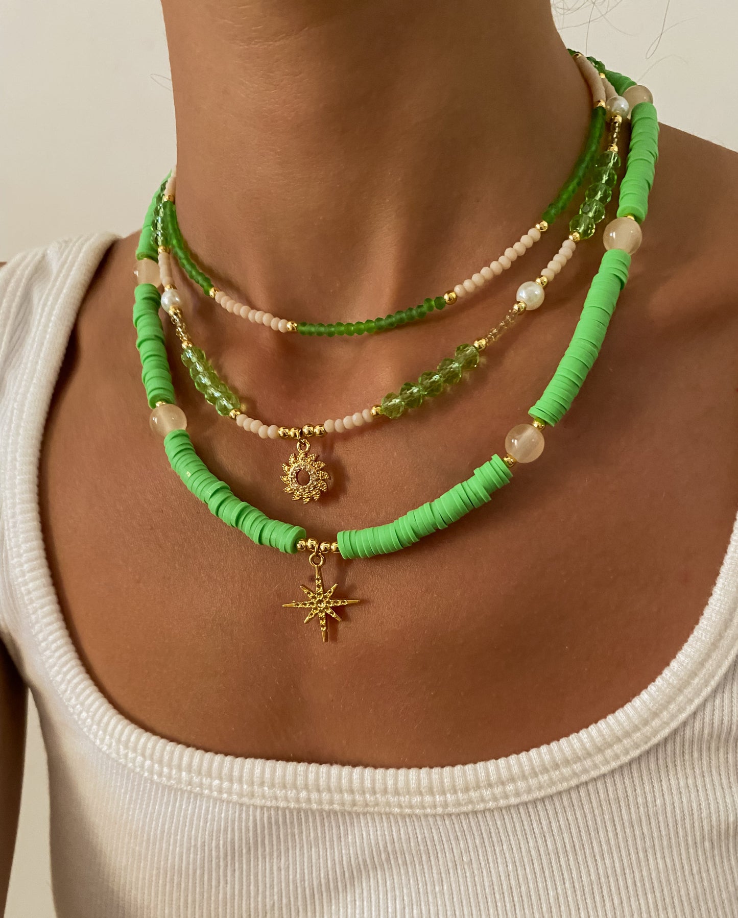 Green Beaded Starburst Choker